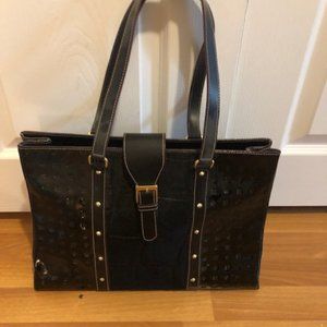 Beautiful black Acardia handbag with fur front.